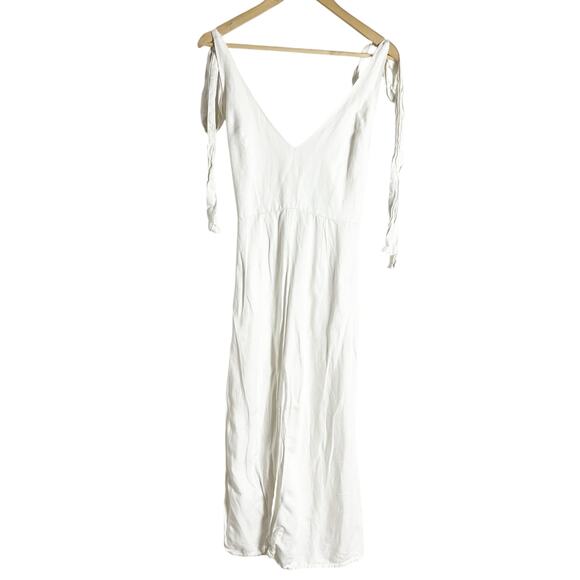 Saunders Collective White Halter Linen Blend Sleeveless Midi Dress Size 4 - Picture 6 of 13